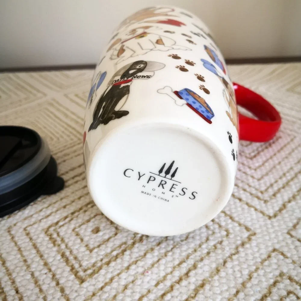 Cypress Ceramic Dog Lovers Traveling Coffee Mug 17‎ oz.